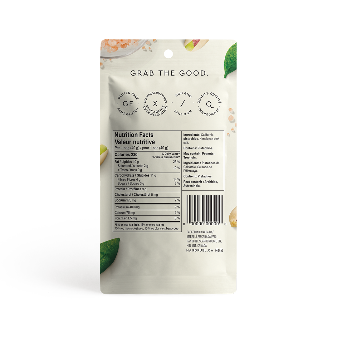 HANDFUEL - Dry Roasted Himalayan Salt Pistachios 40g X 12