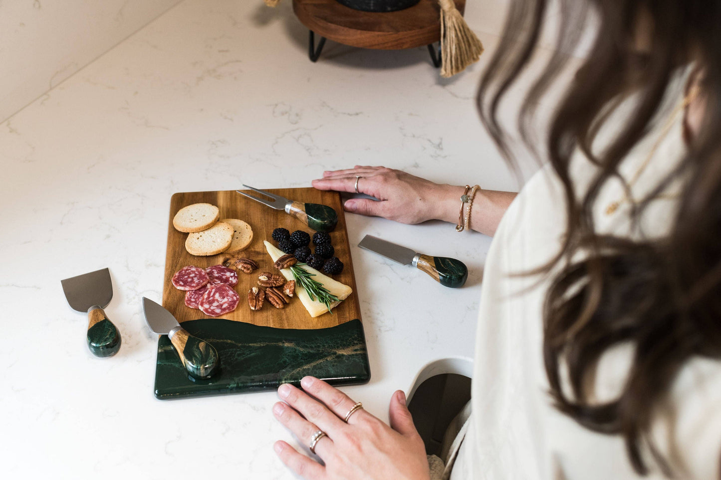 Lynn & Liana Designs - Resin Coated Cheese Knife Set - Set of 4 - NO TARIFFS!: Ocean Vibes
