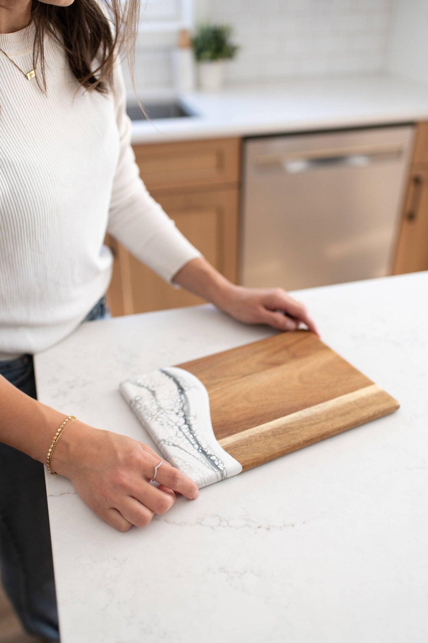 Lynn & Liana Designs - Wood Resin Date Night Cheese Charcuterie Board - NO TARIFFS!: Marble