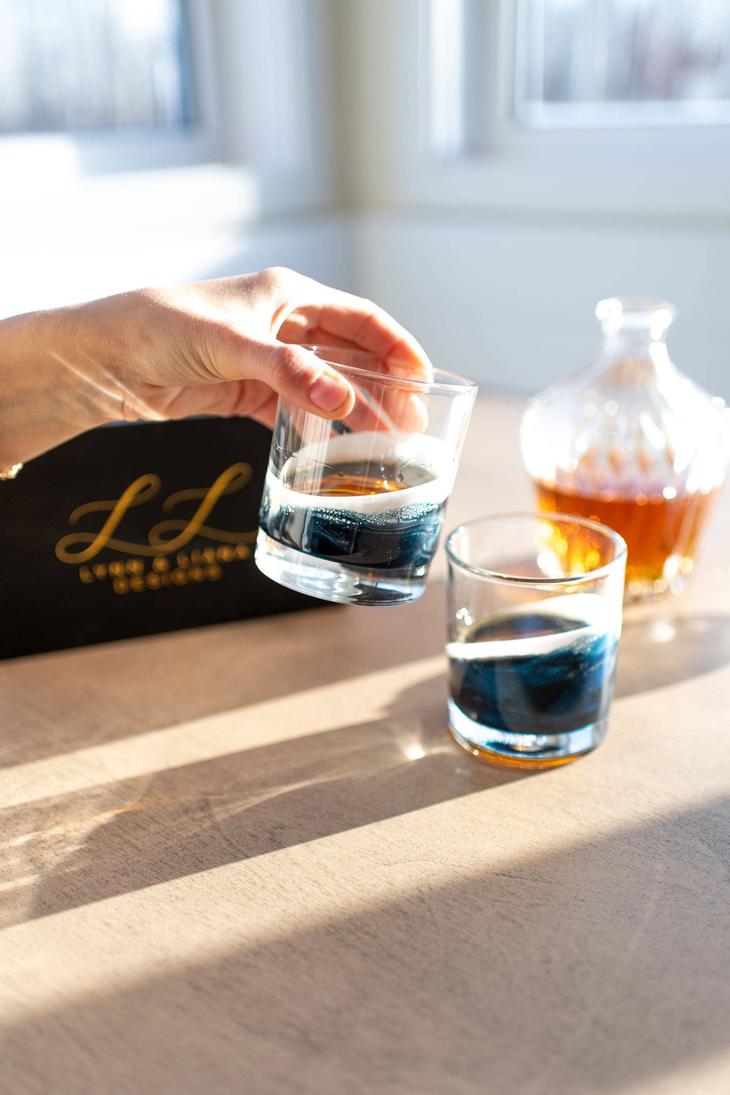 Lynn & Liana Designs - Resin Accented Whisky Glasses-Price is per glass -NO TARIFFS: Ocean Vibes