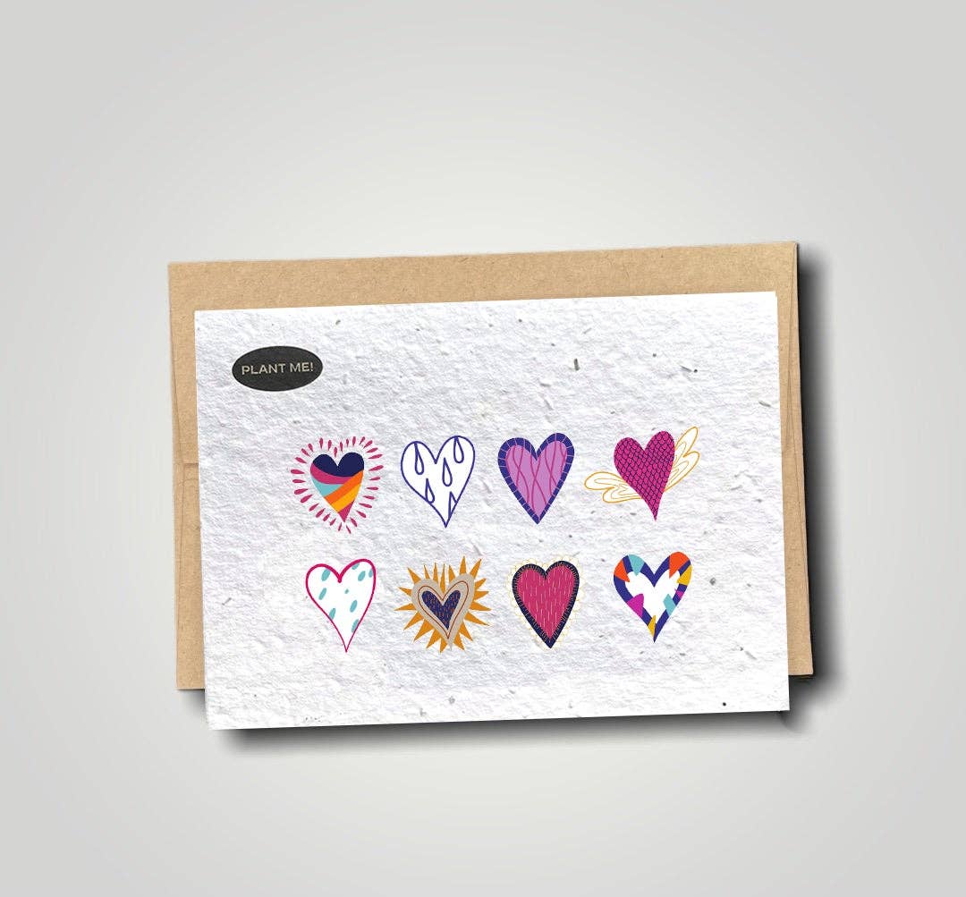 Plantable Greetings - Eight Hearts Plantable Valentines Day Card: Wildflowers