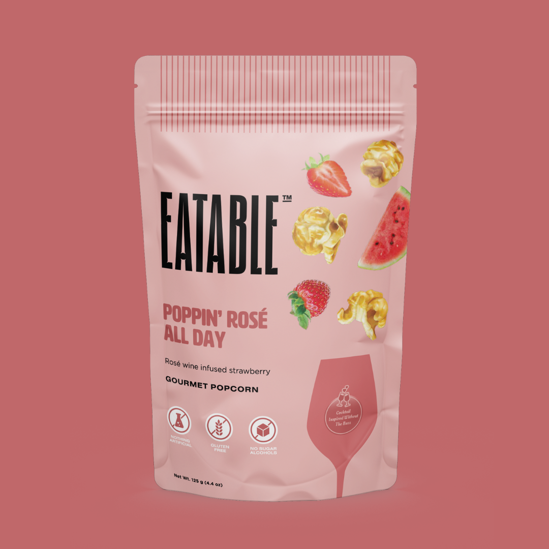 EATABLE Popcorn - Poppin' Rosé All Day 🍷 Gourmet Caramel Popcorn: Canadian Packaging