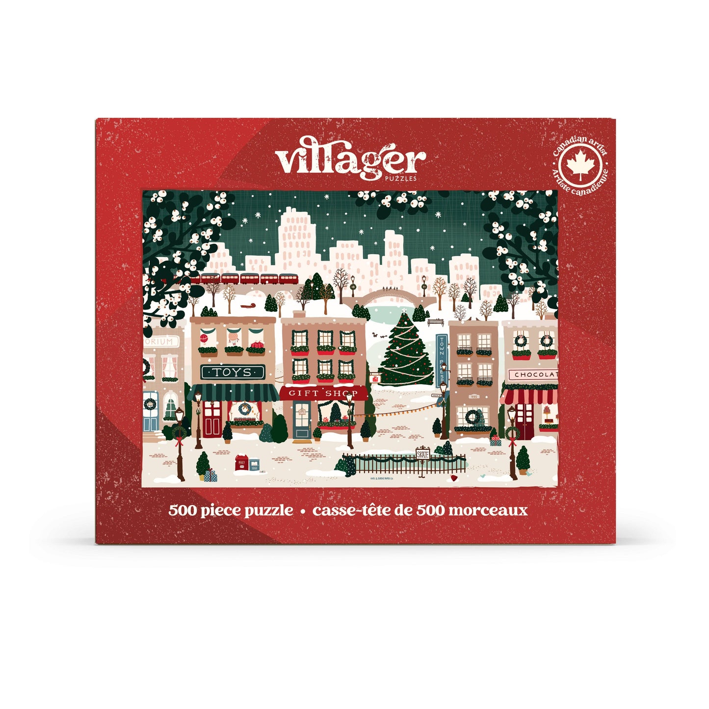 Villager Puzzles - Small Town Holiday | 500-Piece Puzzle | Designed in Canada