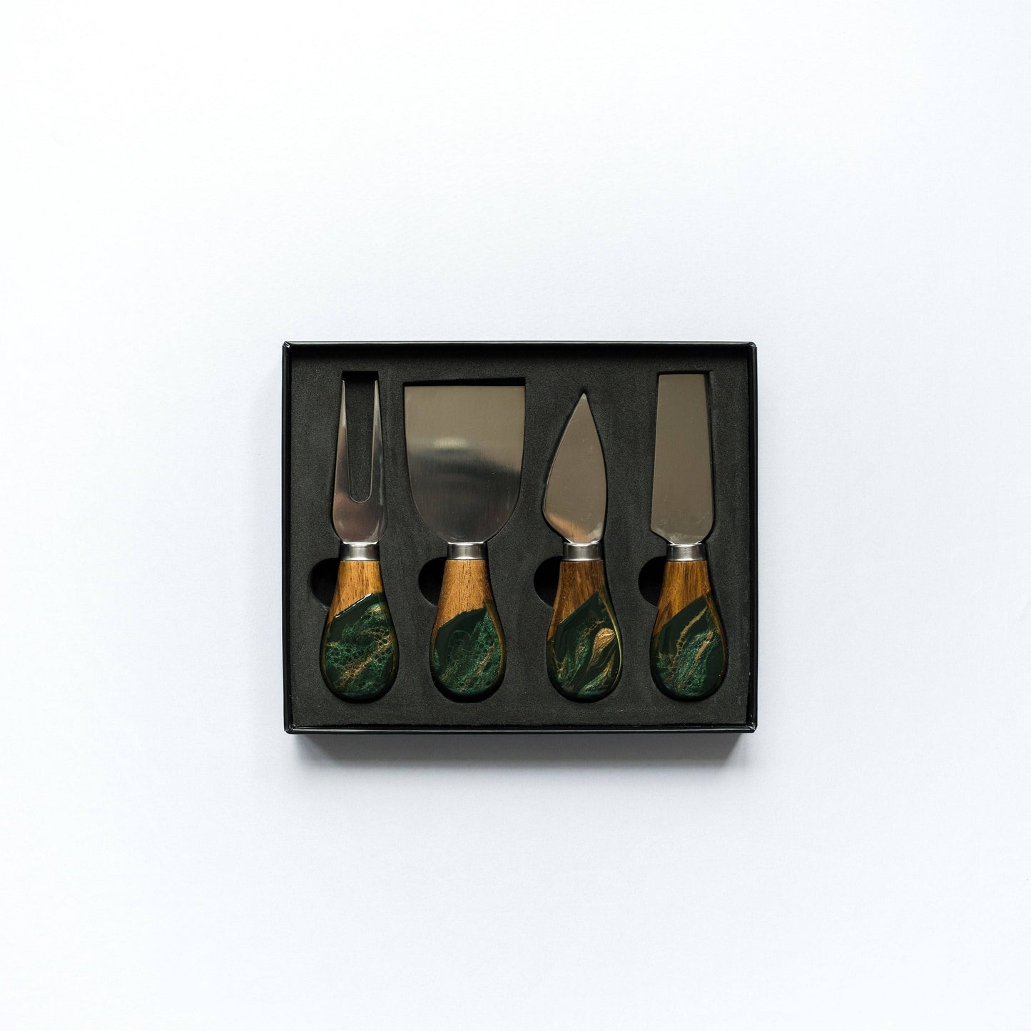 Lynn & Liana Designs - Resin Coated Cheese Knife Set - Set of 4 - Caribbean Blue
