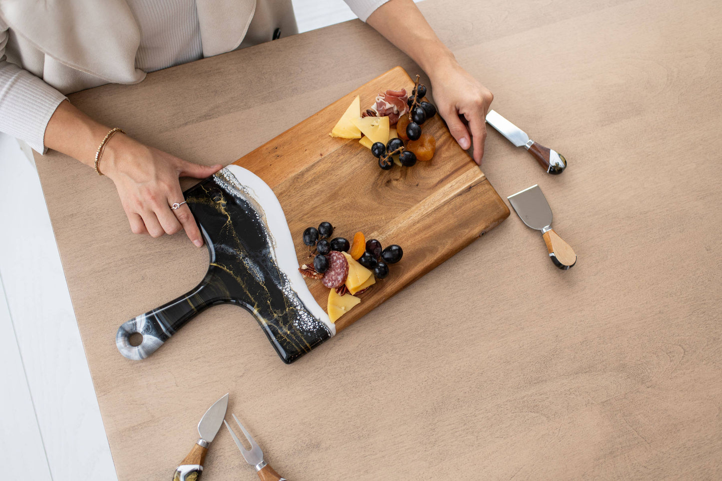 Lynn & Liana Designs - Resin Cheese / Charcuterie Board - Large 10"x20" NO TARIFFS!: Marble