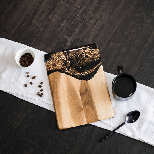 Lynn & Liana Designs - Wood and Resin Promo Cheese Board / Charcuterie Board: Black Ember