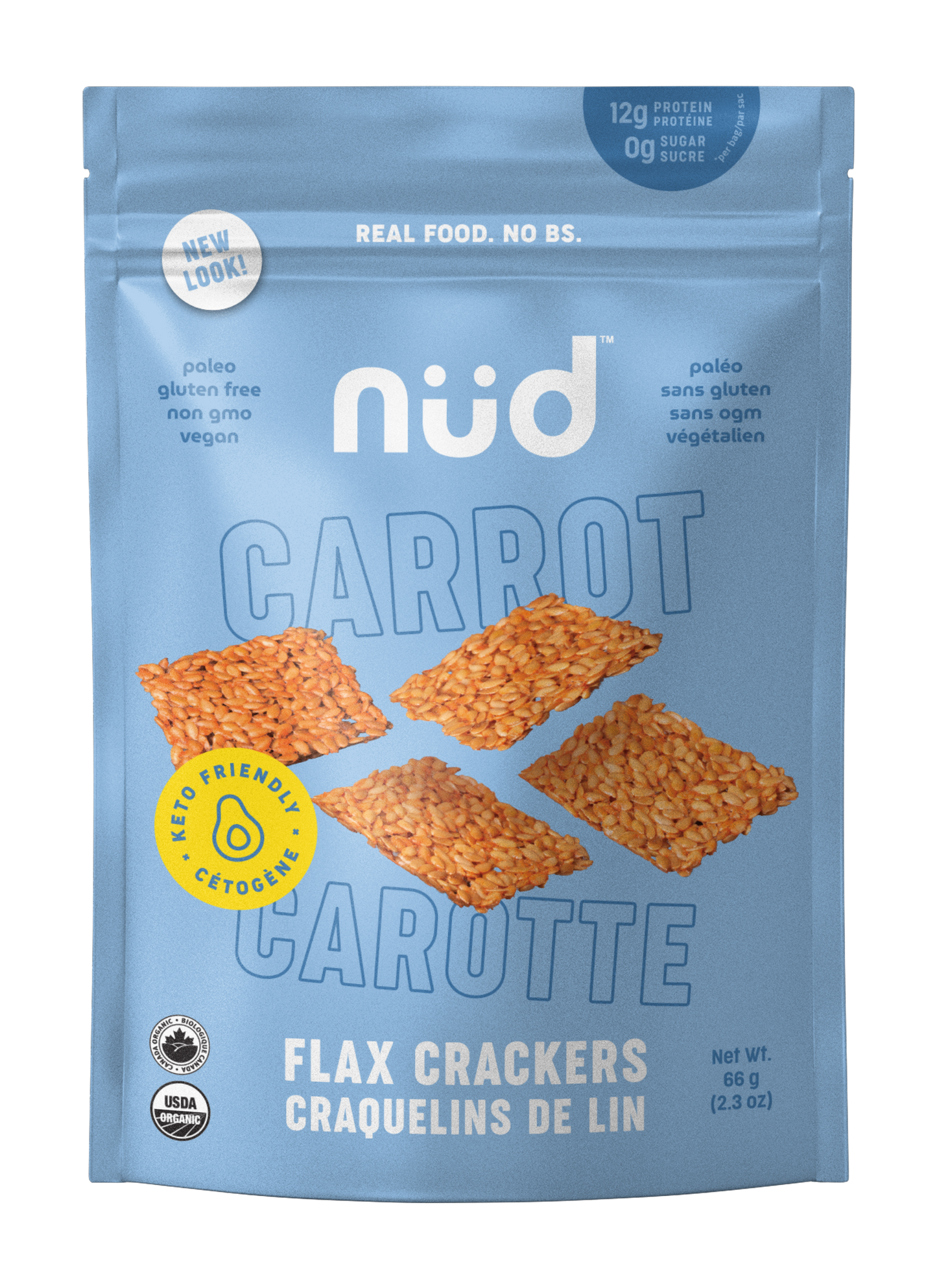 nud fud Inc. - Keto Carrot Flax Crackers